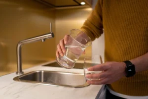 Point-of-use water filtration with activated carbon